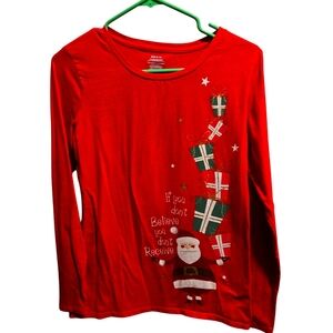 Kids Red Long Sleeve Christmas Shirt Size 8-10